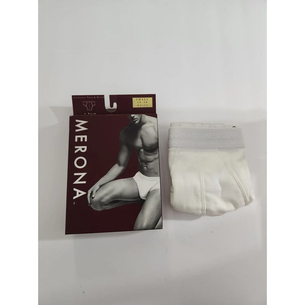 Merona Contour Pouch‎ Brief White 100% Cotton Vintage 1999 Small 28-30